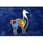 Silver llama brooch decorated with enamel—925 silver—Peru, second half of the 20th century
