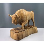 Large wooden statue of a "European bison" — second half of the 20th century
