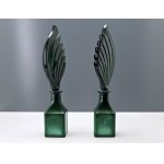 Curt Schlevogt - Pair of malachite glass inkwells - Czechoslovakia, 1960s