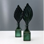 Curt Schlevogt - Pair of malachite glass inkwells - Czechoslovakia, 1960s