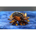 Brooch with faceted amber-colored glass stones - 1970s vintage