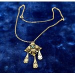 Victorian gold-plated necklace with an emerald pendant - first half of the 20th century