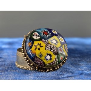 A pillbox with a decorative lid made of Venetian Millefiori glass—second half of the 20th century