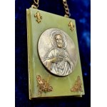 Silver-plated plaque / gorget featuring an image of the Heart of Jesus by C. Javrillier—France, 1980s