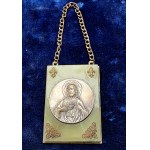 Silver-plated plaque / gorget featuring an image of the Heart of Jesus by C. Javrillier—France, 1980s