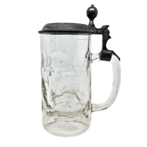 Glass beer mug with a pewter lid, Tucher, Nuremberg