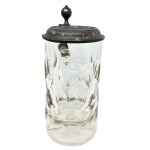 Glass beer mug with a pewter lid, Tucher, Nuremberg