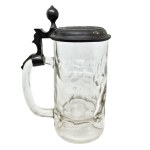 Glass beer mug with a pewter lid, Tucher, Nuremberg
