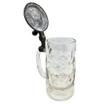 Glass beer mug with a pewter lid, Tucher, Nuremberg