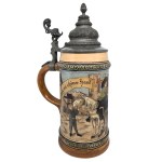 A richly decorated ceramic mug from the Bavarian company Hauber &amp; Reuther