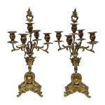 Fireplace set: A clock and two candlesticks in the Louis XV / Rococo style