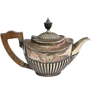 A silver-plated teapot by Roberts &amp; Belk, England