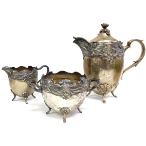Silver-plated Art Nouveau set, ca. 1890.