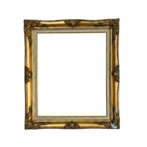 Decorative gilded frame with a canvas mat—featuring floral motifs