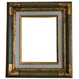 An elegant olive-green frame with a canvas mat