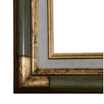 An elegant olive-green frame with a canvas mat