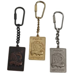 Set of three vintage Poduh Metkowić metal keychains