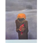 Sticker featuring a painting by Zdzisław Beksiński