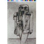 Sticker featuring a drawing by Zdzisław Beksiński
