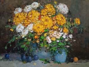Tetiana RUSAKOVA (ur. 1952), Martwa natura ze śliwkami i kwiatami, 2026