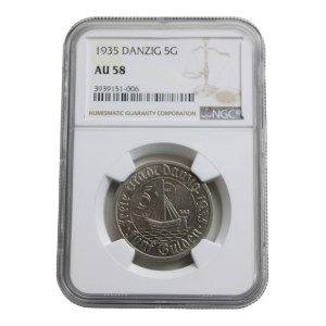Free City of Gdańsk, 5 gulden, 1935 (Koga), Berlin (nickel) NGC AU58