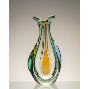 A glass vase from the Rapsodia series, designed by F. Zemka, Mstisov Glassworks, Czechoslovakia.