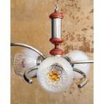 Ceiling lamp with three shades - Murano Mazzega. Italy, 1980s.