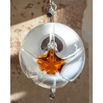 Ceiling lamps with Murano Mazzega shades. Italy.