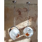 Ceiling lamps with Murano Mazzega shades. Italy.