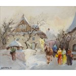 Stanisław Łazorek (1938, Aksmanice – 2000, Kazimierz Dolny), Market Square in Kazimierz, 1990