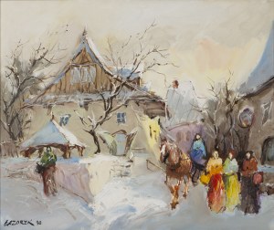 Stanisław Łazorek (1938 Aksmanice - 2000 Kazimierz Dolny), Rynek w Kazimierzu, 1990