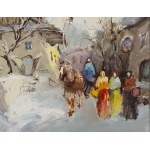 Stanisław Łazorek (1938, Aksmanice – 2000, Kazimierz Dolny), Market Square in Kazimierz, 1990