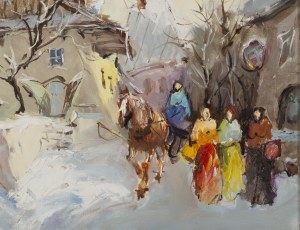 Stanisław Łazorek (1938 Aksmanice - 2000 Kazimierz Dolny), Rynek w Kazimierzu, 1990