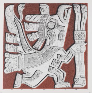 Stanisław Szukalski (1893 Warta k. Sieradza - 1987 Los Angeles), Reliefy z Bramy Słońca świątyni w Tiahuanaco (Postać skrzydlata), 1990