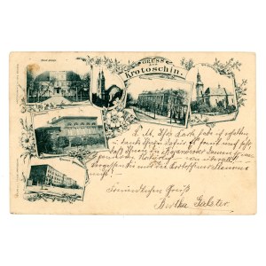 Krotoszyn / Krotoschin, 1899 – The ducal castle, the Evangelical church, the imperial post office, the Catholic monastery church, the middle school, and the barracks (412)