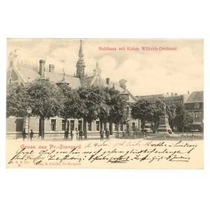 Starogard Gdański / Stargard Avenue—Town Hall with the monument to Emperor Wilhelm, 1900 (590)