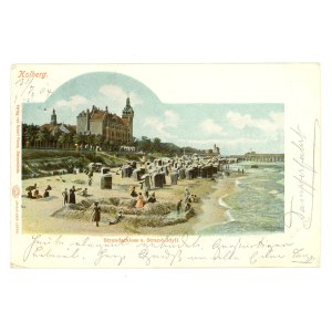 Kolobrzeg / Kolberg - View of the Strandschloss Hotel and the beach, 1904 (664)
