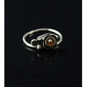 Ring with a small rose and coral, ORNO (137)