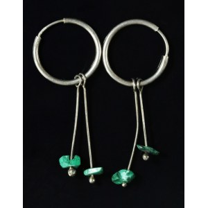 Silver earrings with malachite, ref. BCR (139)