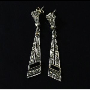 Onyx Earrings, Silver (309)