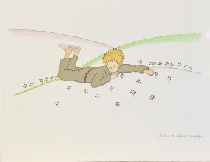 Antoine de Saint-Exupéry (1900 - 1944), „Mały Książę odpoczywa wśród kwiatów” z cyklu Mały Książę, 2023 (1943)