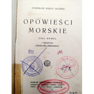Stanisław Marja Saliński - Opowieści morskie - Warszawa 1928 [ marynistyka ]