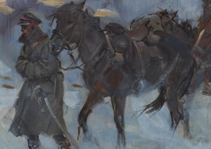 Wojciech Kossak (1856 Paryż - 1942 Kraków), Ułani na koniach, 1927