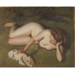 Leonid Frechkop (1897, Moscow – 1982, Brussels), Nude with a Dog, 1944