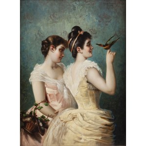 Emile Eisman-Semenowsky (1859 - 1911 ), Dwie damy z ptaszkiem