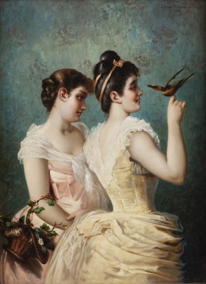 Emile Eisman-Semenowsky (1859 - 1911 ), Dwie damy z ptaszkiem
