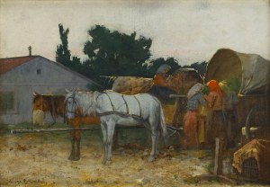 Tadeusz Rybkowski (1848 Kielce - 1926 Lwów), Kobiety przy wozie