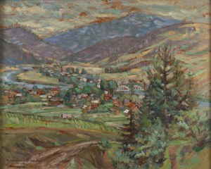 Adam Marczyński (1908 Kraków - 1985 Kraków), Widok na Krościenko, 1944