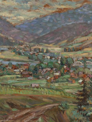 Adam Marczyński (1908 Kraków - 1985 Kraków), Widok na Krościenko, 1944