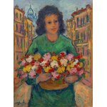 Nathan Gutman (1914, Warsaw – 1990, Paris), Woman with a Basket of Flowers